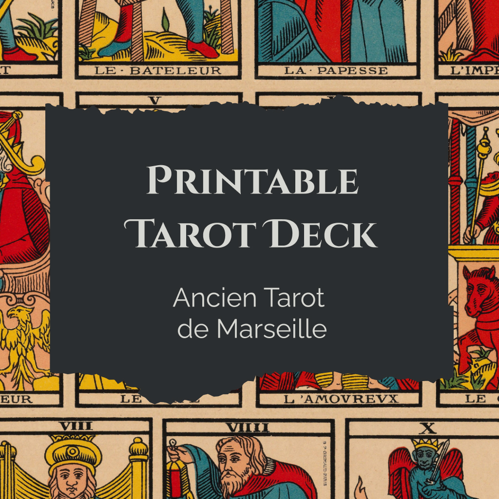 Vintage Tarot de Marseille Deck: Classic Printable Cards (PDF Download)
