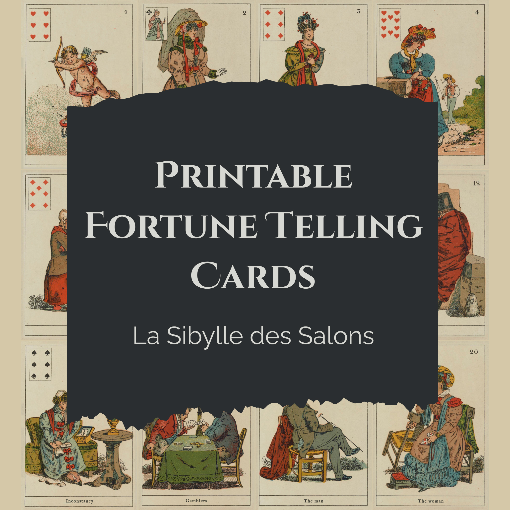 Vintage Oracle Card Deck Printable - La Sibylle Fortune Telling Cards | Antique French Divination 